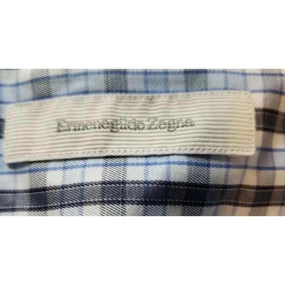 Ermenegildo Zegna Men's Blue Plaid Shirt Size XXL Button Down t75 - Picture 5 of 7